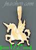 14K Gold Winged Unicorn Dia-Cut Charm Pendant