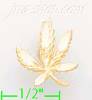 14K Gold Marijuana Leaf Dia-Cut Charm Pendant