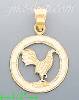14K Gold Rooster Dia-Cut Charm Pendant