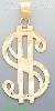 14K Gold Money Sign Dia-Cut Charm Pendant