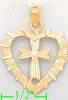 14K Gold Cross in Heart Dia-Cut Charm Pendant