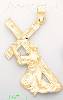 14K Gold Jesus Christ Carrying Cross Dia-Cut Charm Pendant