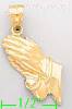 14K Gold Hands Praying Dia-Cut Charm Pendant