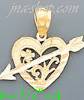 14K Gold Heart w/Arrow Dia-Cut Charm Pendant