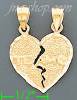 14K Gold 2-piece Split Heart Te Amo Dia-Cut Charm Pendant