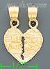 14K Gold 2-piece Split Heart Best Friends Dia-Cut Charm Pendant