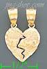 14K Gold 2-piece Split Heart Te Amo Dia-Cut Charm Pendant