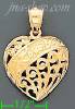 14K Gold Filigree I Love YouHeart Dia-Cut Charm Pendant