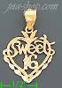 14K Gold Sweet 16 Heart Dia-Cut Charm Pendant