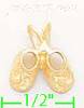 14K Gold Baby Shoes Dia-Cut Charm Pendant