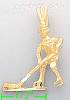 14K Gold Hockey Player Dia-Cut Charm Pendant