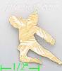 14K Gold Karate Air Kick Dia-Cut Charm Pendant