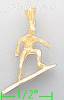14K Gold Surfer Surfing Dia-Cut Charm Pendant