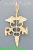 14K Gold Caduceus Medical Profession Symbol Dia-Cut Charm Pendan