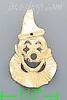 14K Gold Clown Head Dia-Cut Charm Pendant