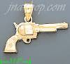 14K Gold Pistol Revolver Dia-Cut Charm Pendant