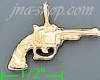 14K Gold Pistol Revolver Dia-Cut Charm Pendant