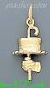 14K Gold Cane Hat & Glove Dia-Cut Charm Pendant