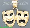 14K Gold Comedy & Tragedy Masks Dia-Cut Charm Pendant