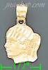 14K Gold Girl Face Dia-Cut Charm Pendant