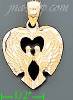 14K Gold Doves Kissing Forming Heart w/Wings Dia-Cut Charm Penda