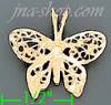 14K Gold Filigree Butterfly Dia-Cut Charm Pendant