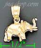 14K Gold Elephant Dia-Cut Charm Pendant