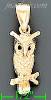 14K Gold Owl on Branch Dia-Cut Charm Pendant