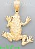 14K Gold Frog Toad Animal Sand Polished Dia-Cut Charm Pendant