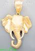 14K Gold Elephant Head Animal Sand Polished Dia-Cut Charm Pendan