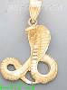 14K Gold Snake Cobra Animal Sand Polished Dia-Cut Charm Pendant