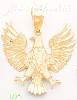 14K Gold Eagle Shield Pose Animal Sand Polished Dia-Cut Charm Pe