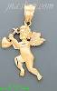 14K Gold Cupid Holding Heart Cross Sand Polished Dia-Cut Charm P