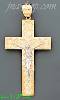 14K Gold Crucifix Cross Sand Polished Dia-Cut Charm Pendant