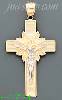 14K Gold Crucifix Cross Sand Polished Dia-Cut Charm Pendant