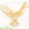 14K Gold Eagle Animal Sand Polished Dia-Cut Charm Pendant