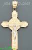 14K Gold Crucifix Cross Sand Polished Dia-Cut Charm Pendant