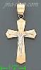 14K Gold Crucifix Cross Sand Polished Dia-Cut Charm Pendant