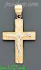14K Gold Crucifix Cross Sand Polished Dia-Cut Charm Pendant