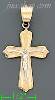 14K Gold Crucifix Cross Sand Polished Dia-Cut Charm Pendant