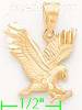 14K Gold Striking Eagle Animal Sand Polished Dia-Cut Charm Penda