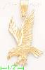 14K Gold Striking Eagle Animal Sand Polished Dia-Cut Charm Penda