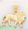 14K Gold Lion Animal Sand Polished Dia-Cut Charm Pendant
