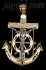 14K White/Yellow Gold Diamond-cut Crucifix Cross Anchor Pendant