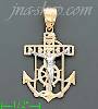 14K Gold Crucifix Cross High Polish Anchor Charm Pendant