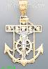 14K Gold Crucifix Cross High Polish Anchor Charm Pendant