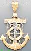 14K Gold Crucifix Cross High Polish Anchor Charm Pendant