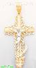 14K Gold Crucifix 3Color Dia-Cut Cross Charm Pendant