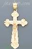 14K Gold Crucifix 3Color Dia-Cut Cross Charm Pendant