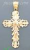 14K Gold Crucifix 3Color Dia-Cut Cross Charm Pendant